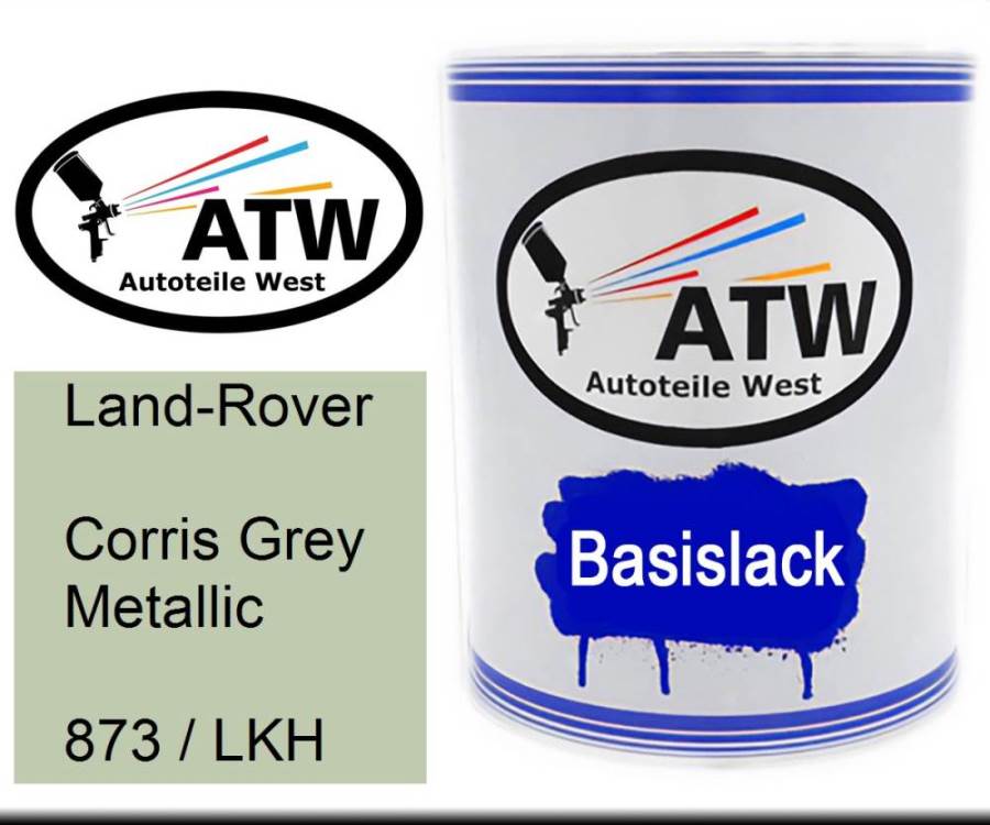 Land-Rover, Corris Grey Metallic, 873 / LKH: 1L Lackdose, von ATW Autoteile West.